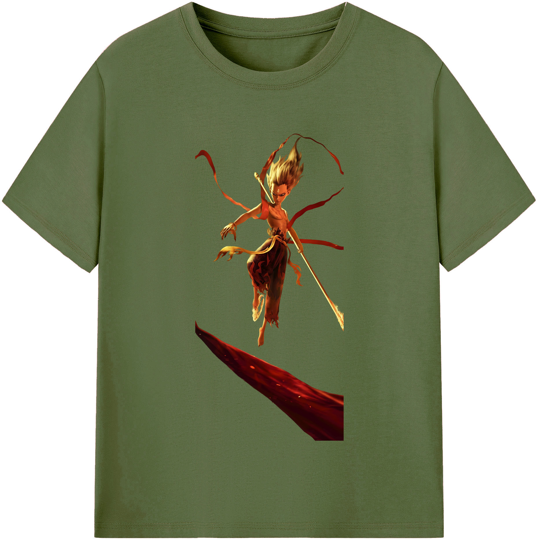 （画像用） Ne Zha 2 ナタ 魔童の大暴れ 綿100％半袖Tシャツ（フロントプリント）
